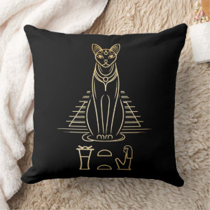 Bastet mit Namen in Hieroglyphen und Ägypten Pyram Kissen