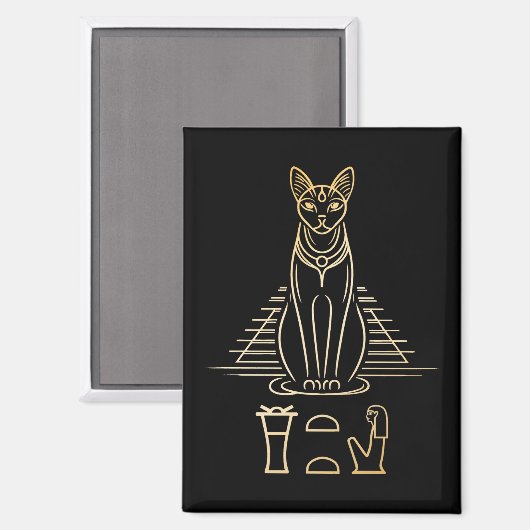 Bastet mit Namen in Hieroglyphen und Ägypten Pyram Magnet (Vorderseite/Rückseite)