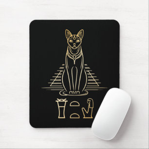 Bastet mit Namen in Hieroglyphen und Ägypten Pyram Mousepad