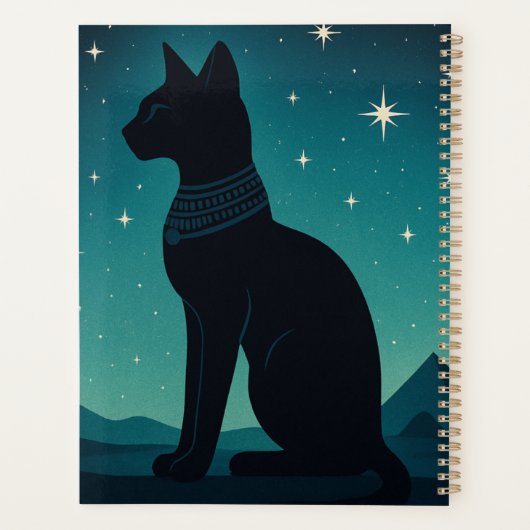 Bastet Planner Starry Egyptian Cat Art Planer (Rückseite)