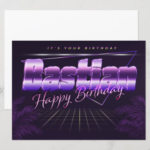 Bastian Name Vorname lila retro Karte Geburtstag