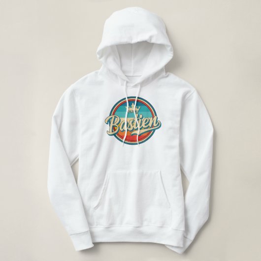 Bastien Retro personalisierter Name Vintag Vorname Hoodie (Design vorne)