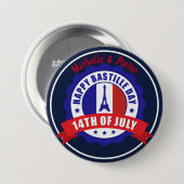 Bastille Day 14. Juli Feier Button (Vorne & Hinten)