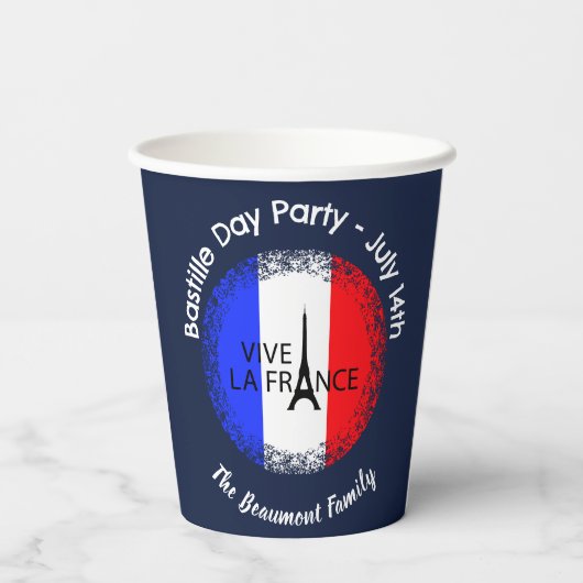 Bastille Day 14. Juli Feier Pappbecher (Rückseite)