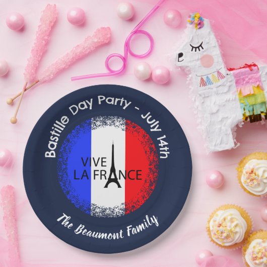 Bastille Day 14. Juli Feier Pappteller (Party)