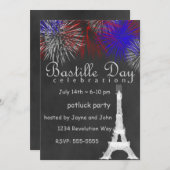 Bastille Day Fireworks Chalkboard Party Einladung (Vorne/Hinten)