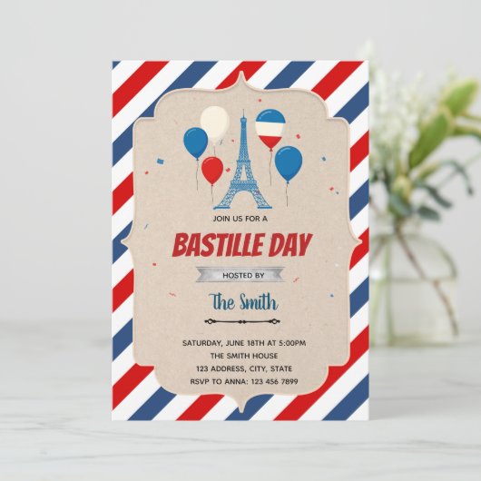 Bastille Day Flyer Template Einladung (Stehend Vorderseite)