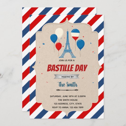 Bastille Day Flyer Template Einladung (Vorne/Hinten)