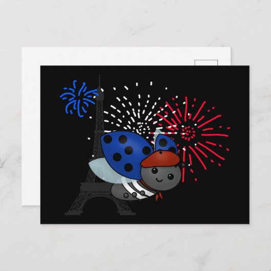 Bastille Day Ladybug, Lächeln Postkarte (Vorne/Hinten)