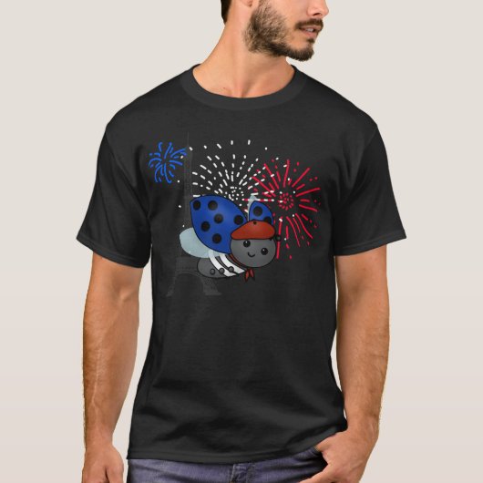 Bastille Day Ladybug, lächeln T-Shirt (Vorderseite)