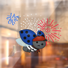 Bastille Day Ladybug, langweilig Fensteraufkleber
