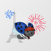 Bastille Day Ladybug, langweilig Fensteraufkleber (Blatt)