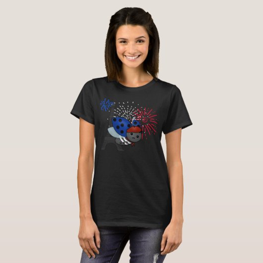 Bastille Day Ladybug, langweiliger T - Shirt (Vorne ganz)