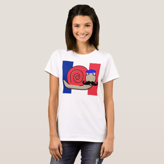 Bastille Day Snail mit Mustache T-Shirt (Vorne ganz)