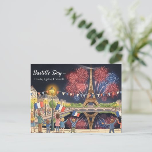 Bastille Day Watercolor Postkarte (Stehend Vorderseite)