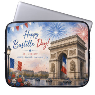 Bastille-Tag Arc de Triomphe Paris Frankreich Feue Laptopschutzhülle