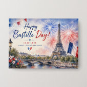 Bastille-Tag Eiffelturm Seine Feuerwerk Button (Vorderseite)