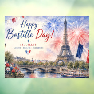 Bastille-Tag Eiffelturm Seine Feuerwerk Fensteraufkleber