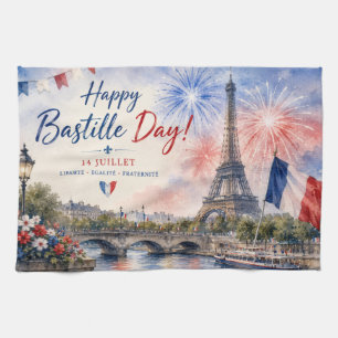 Bastille-Tag Eiffelturm Seine Feuerwerk Geschirrtuch
