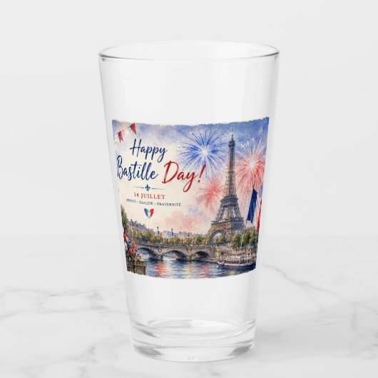 Bastille-Tag Eiffelturm Seine Feuerwerk Glas (Vorderseite)