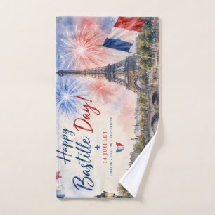Bastille-Tag Eiffelturm Seine Feuerwerk Handtuch
