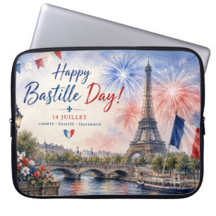 Bastille-Tag Eiffelturm Seine Feuerwerk Laptopschutzhülle