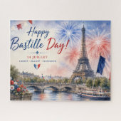 Bastille-Tag Eiffelturm Seine Feuerwerk Puzzle (Horizontal)
