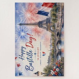 Bastille-Tag Eiffelturm Seine Feuerwerk Puzzle