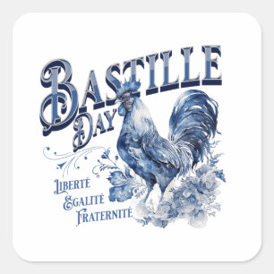Bastille-Tag-Hahn Quadratischer Aufkleber