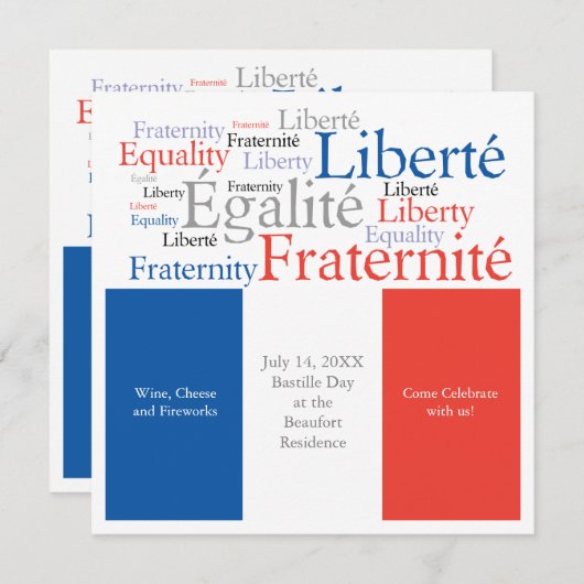 Bastille-Tagesam 14. Juli französisches Einladung (Vorne/Hinten)
