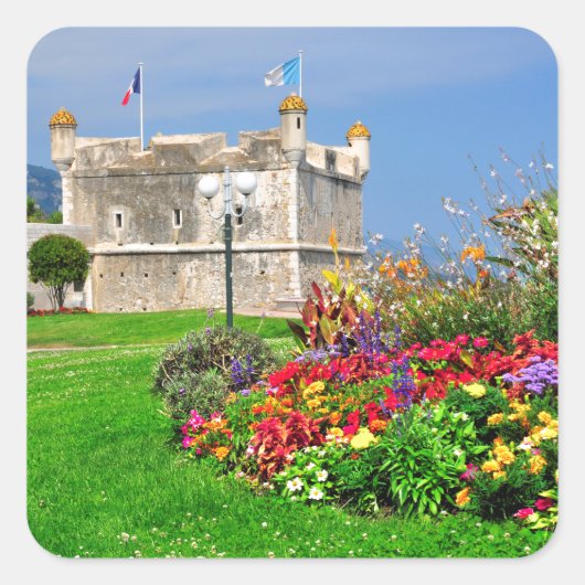 Bastion Menton in Frankreich Quadratischer Aufkleber (Vorderseite)