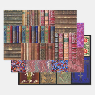 Bastler Scrapbook Alte Bücher Geschenkpapier Set