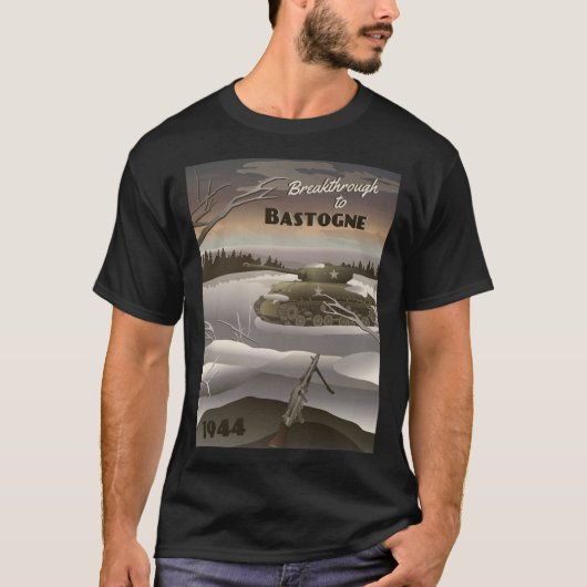 Bastogne 1944 - Schlacht beim Bulge Travel Poster T-Shirt (Vorderseite)
