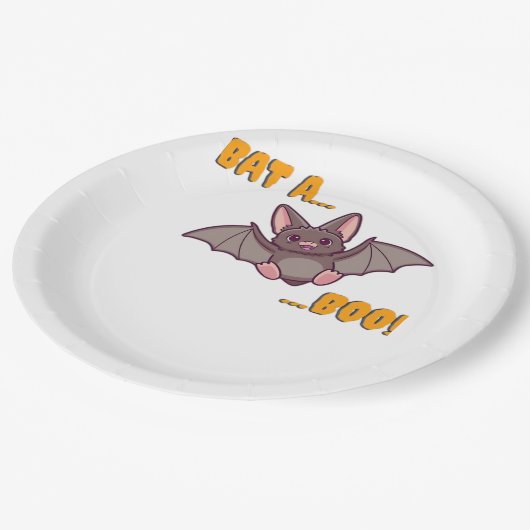 Bat A Boo Niedlich Bat Pappteller (Schrägansicht)