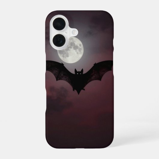 Bat Across the Moon Dark Gothic Case iPhone 16 Hülle (Rückseite)
