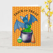 Bat and Bubbling Cauldron 5 Zoll x 7 Zoll Grußkart Karte (Gelbe Blume)