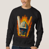 Bat And Helmet Cricket Player Sweatshirt (Vorderseite)