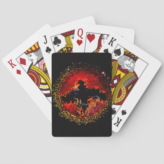 Bat Art Spooky Flammen Spielkarten (Rückseite)