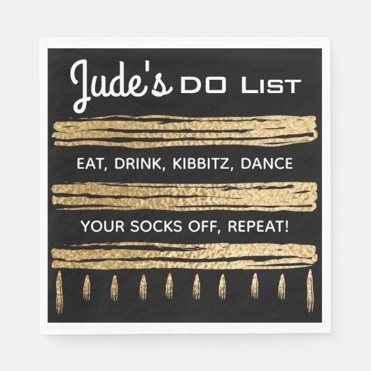 Bat Bar Mitzvah Classic Black and Gold Napkins Serviette (Vorderseite)