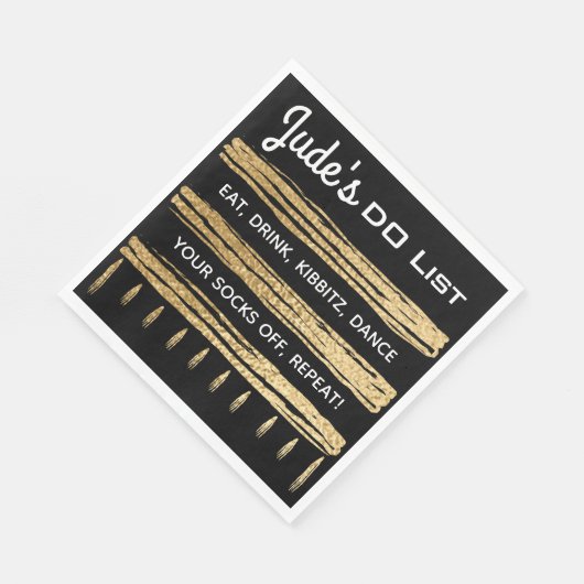 Bat Bar Mitzvah Classic Black and Gold Napkins Serviette (Ecke)