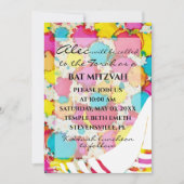 Bat Bar Mitzvah Confetti Tallit Einladung (Vorderseite)