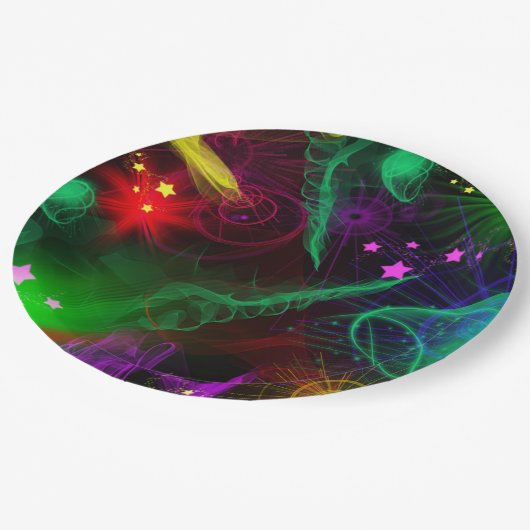 Bat/Bar Mitzvah Neon Paint Spritzer Pappteller (Schrägansicht)