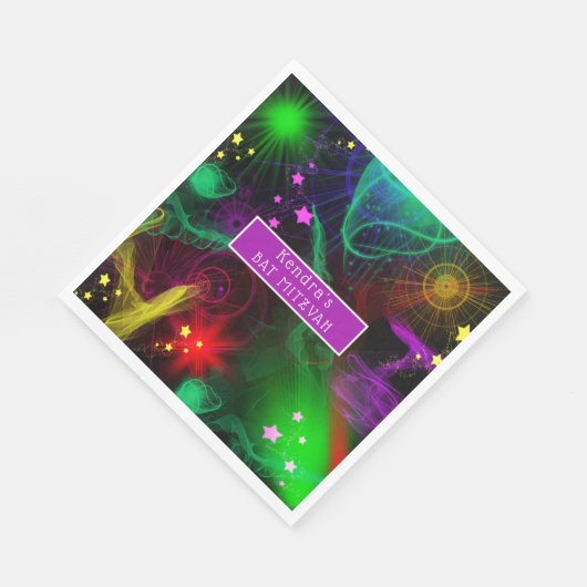 Bat/Bar Mitzvah Neon Paint Spritzer Serviette (Ecke)