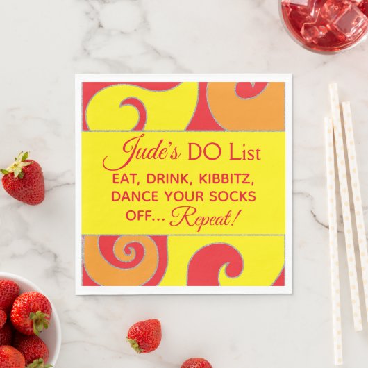 Bat Bar Mitzvah Silvery Wirbel Napkins Serviette (Beispiel)