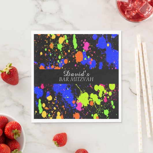 Bat/Bar Mitzvahs Neon Paint Spritzer Serviette (Beispiel)