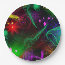 Bat/Bar Mizwa Neon-Farbspritzer Pappteller