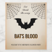 Bat Blood Halloween Weinetikett (Einzelnes Label)