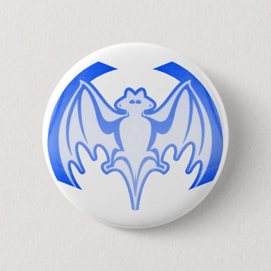 Bat Blue Inv MUSEUM Zazzle Geschenke Button (Vorderseite)