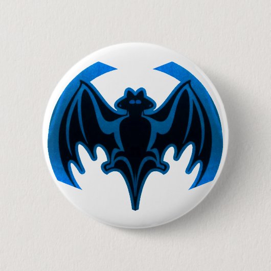 Bat Blue The MUSEUM Zazzle Geschenke Button (Vorderseite)