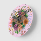 Bat-Blume Botanisch-florale Runde Wanduhr (Winkel)